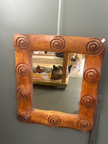 Teak Spiral Carved Mirror