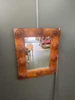 Teak Spiral Carved Mirror - 2