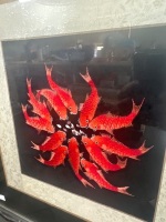 Koi Fish Embroided Art Work Framed - 3