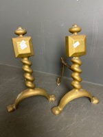 Pair Brass Fire Dogs - 2