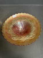 Marigold Carnival Glass inc. Swan Bowl, Comport, and Lolly Jar - 4