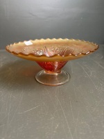 Marigold Carnival Glass inc. Swan Bowl, Comport, and Lolly Jar - 5