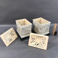 Pair of Decorator Lidded Fretwork Boxes - 2