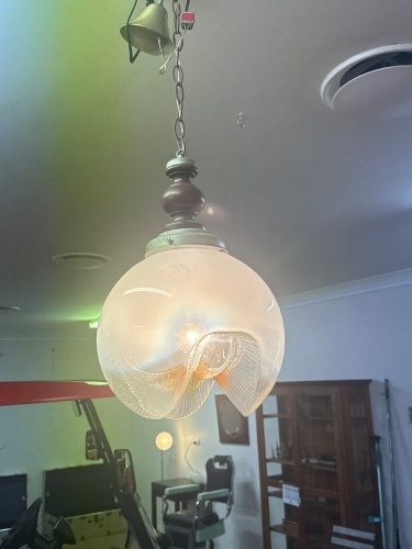 Art Deco Globe Cloudy Glass Hanging Ceiling Light