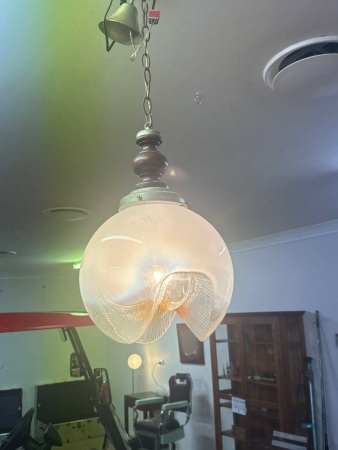 Art Deco Globe Cloudy Glass Hanging Ceiling Light