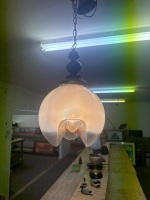 Art Deco Globe Cloudy Glass Hanging Ceiling Light - 2