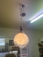 Art Deco Globe Cloudy Glass Hanging Ceiling Light - 3