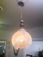 Art Deco Globe Cloudy Glass Hanging Ceiling Light - 4