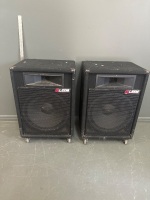 Pair Leem Speakers on Castors