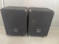 Pair Leem Speakers on Castors - 2