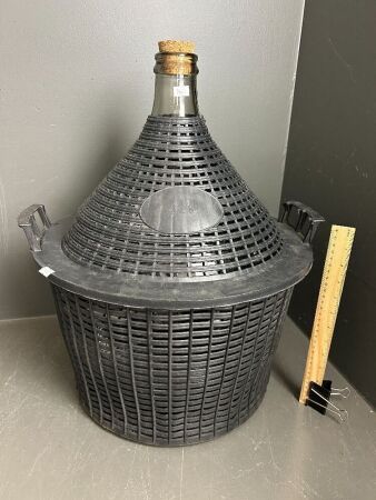 25L encased glass demijohn with cork stopper (quantity choice lot)