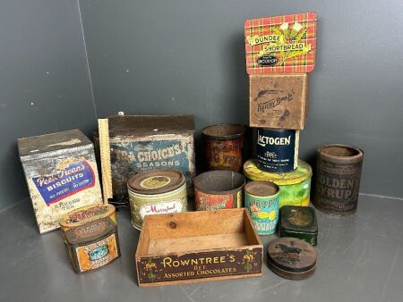 Large lot of assorted vintage tins