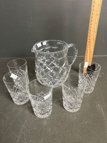 Quality heavy Bohemia crystal jug and matching glasses C1930s