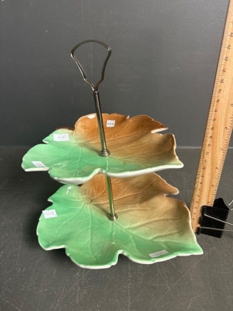 Royal Winton twin-layered savoury server stand featuring Autumn leaves design C1950s