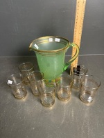 8 piece gilded trimmed water set C1950s