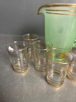 8 piece gilded trimmed water set C1950s - 2