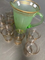 8 piece gilded trimmed water set C1950s - 3