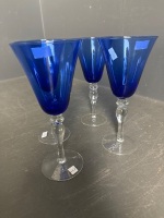 Set of 4 long stemmed royal blue flutes - 2