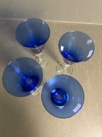 Set of 4 long stemmed royal blue flutes - 3