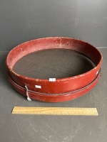 Antique wood-framed circular cement sieve C1920