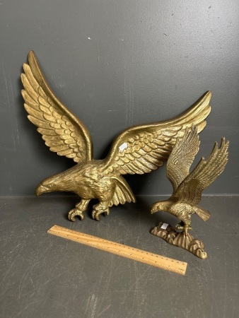 Two Brass Birds of Prey