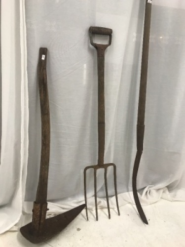 Collection of 3 Old Garden Tools