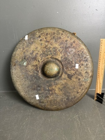 Antique Ceremonial Heavy Beaten Brass Gong