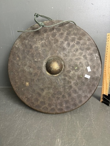 Antique Ceremonial Heavy Beaten Brass Gong