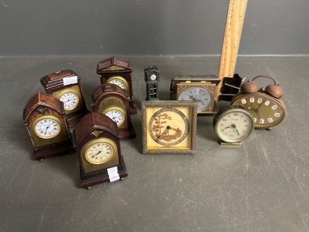 Collection of Miniature Antique Style Collectable Clocks