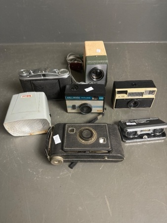 Collection of Vintage Cameras & Pair Eikow Binocluars