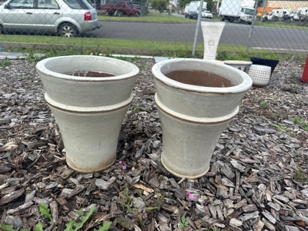 Pair cream garden pots