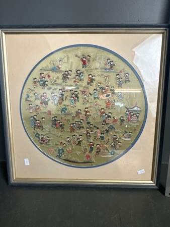 Chinese silk embroidered picture of the famous legend of 100 boys