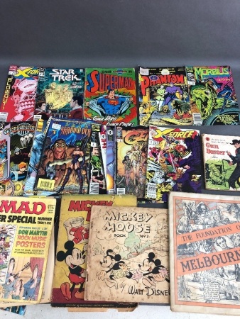 Collection of Comics, inc. Superman, Star Trek, GI Joe, Mickey Mouse Etc