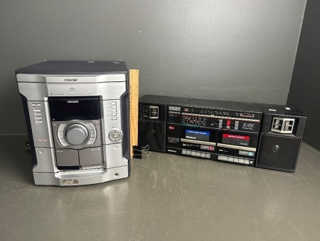 1980s National RX-CW26 Tape Player - no power cord with Sony CD / Double Tape Player with sub woofer speakers