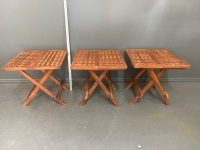 Three Small Collapsible Garden Tables