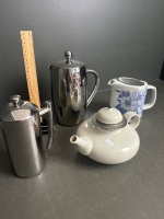 Two Stainless Coffee Plungers, Swedish Design Teapot & Arabia Finland Milk Jug - 2