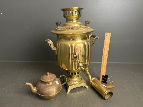 Antique Russian Samovar with Jug 