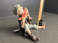 Artist Gelle 1960 Rare Capodimonte Boy Eating Watermelon Made in Italy - 2