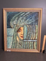 Mixed Media Surreal Woman by Benjamin Long - signed B. Long