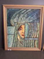 Mixed Media Surreal Woman by Benjamin Long - signed B. Long - 4