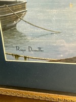 Artwork by Roger Desoutter, Ships & Dock in Gold Style Frame - 3