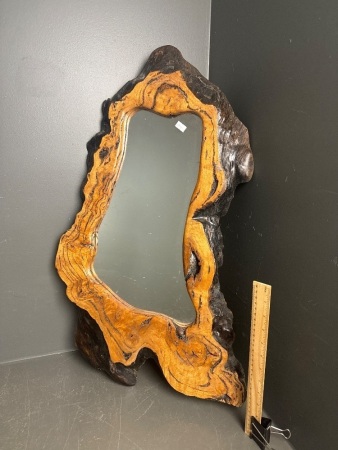 Wooden Burl Framed Mirror