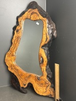 Wooden Burl Framed Mirror - 2