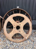 Vintage Iron Spoked Wheel + Iron Carriage Wheel - 3