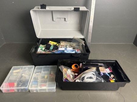 Large Container of Various Sewing Equipment and Materials