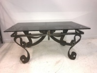 Wrought Iron Glass Top Side Table