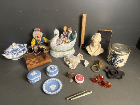 Large Mixed Box Lot of Trinkets, Porcelain, Household etc