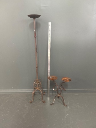 2 Metal Standing Candle Stands