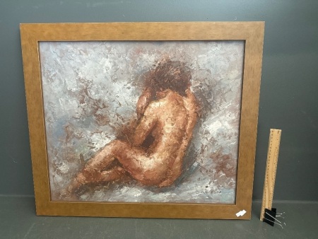 Oil on Board Resting Nude by Barton