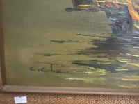 Mid Century Oil on Canvas Junket Sailing - 3